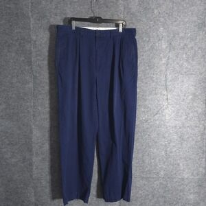 Polo Golf Ralph Lauren Pants Men 36x30 Navy Blue Pleated Cotton Chino Pony Solid